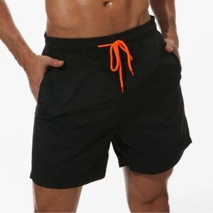 SILKWORLD Men's Swim Trunks Quick Dry Beach Shorts with Pockets Size XL, Black